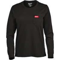 GRIDIRON Long Sleeve Pocket T-Shirt, Women's, X-Small, Black Planification Entrepots Molloy