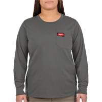 GRIDIRON Long Sleeve Pocket T-Shirt, Women's, X-Small, Grey Planification Entrepots Molloy