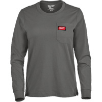 GRIDIRON Long Sleeve Pocket T-Shirt, Women's, X-Small, Grey Planification Entrepots Molloy