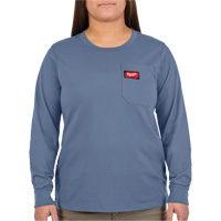 GRIDIRON Long Sleeve Pocket T-Shirt, Women's, X-Small, Blue Planification Entrepots Molloy
