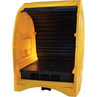 Palette contre les d&eacute;versements &agrave; couvercle dur pour 4 barils, 68,11" lo x 61,61" la x 83,07" h, Capacit&eacute; de charge 1433 lb Planification Entrepots Molloy