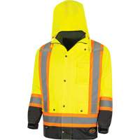 Parka de s&eacute;curit&eacute; d'hiver imperm&eacute;able 7-en-1 5057 Pioneer Yukon, Polyester, Noir/Jaune lime haute visibilit&eacute;, T-petit Planification Entrepots Molloy