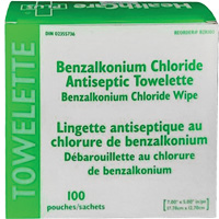 Serviette au chlorure de benzalkonium BZK, Serviette, Antiseptique Planification Entrepots Molloy