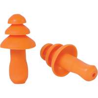 Bouchons d'oreilles r&eacute;utilisable &agrave; triple bride en TPR orange SEALTEC TipGrip, Sans cordon, Vrac - Boîte, 26 dB dB NRR, Taille unique Planification Entrepots Molloy