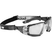 RUSH+ 2.0 XP M/L Safety Glasses with Black & Grey Frame, Clear Lens, Anti-Fog/Anti-Scratch, ANSI Z87+ Planification Entrepots Molloy