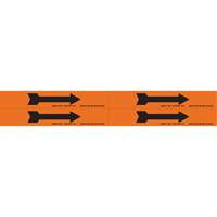 Marqueurs de tuyau avec flèches, Autocollant, 1-1/8" h x 7" la, Noir/orange SI734 | Planification Entrepots Molloy
