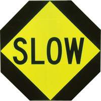 Panneau de signalisation à deux côtés « Stop/Slow », 18" x 18", Aluminium, Anglais SO101 | Planification Entrepots Molloy