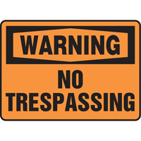 Enseigne « No Trespassing », 7" x 10", Vinyle, Anglais SS665 | Planification Entrepots Molloy