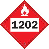 Plaque-étiquette TMD 1202 pour liquide inflammable huile combustible, Vinyle adhésif SS825 | Planification Entrepots Molloy