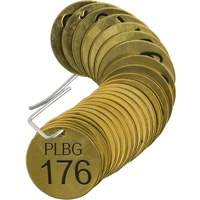 &eacute;tiquettes num&eacute;rot&eacute;es pour vannes PLPG, # 176-200, Laiton, 1,5" dia. Planification Entrepots Molloy
