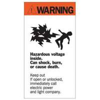 "Warning Hazardous Voltage" Sign, 8" x 4-1/2", Acrylic, English with Pictogram SY226 | Planification Entrepots Molloy