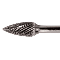 Double Cut Tapered Burr, SG-44, 1/8" Dia., 1/8" Shank, 1/2" Depth of Cut Planification Entrepots Molloy