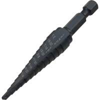 #1 Step Drill Bit, 1/8" - 1/2" , 1-3/2" Increments, High Speed Steel Planification Entrepots Molloy