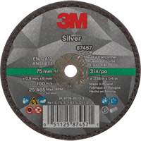 Silver Cut-Off Wheel, 3" x 0.04", 1/4"-28 Arbor, Type 1, Ceramic, 25645 RPM Planification Entrepots Molloy