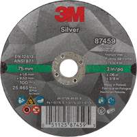 Silver Cut-Off Wheel, 3" x 0.06", 3/8"-24 Arbor, Type 1, Ceramic, 25645 RPM Planification Entrepots Molloy