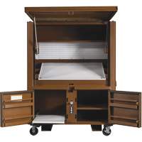 Coffre de chantier et surface de travail sur le terrain, 33" la x 63" p x 80" h, Acier, Rouge Planification Entrepots Molloy