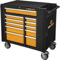 Powered Tool Cart, 11 Drawers, 42-1/2" W x 24-7/16" D x 41" H, Black/Orange Planification Entrepots Molloy
