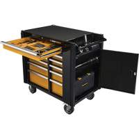 Powered Tool Cart, 11 Drawers, 42-1/2" W x 24-7/16" D x 41" H, Black/Orange Planification Entrepots Molloy