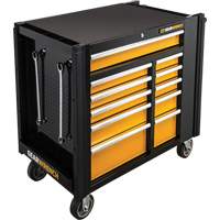 Powered Tool Cart, 11 Drawers, 42-1/2" W x 24-7/16" D x 41" H, Black/Orange Planification Entrepots Molloy