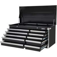 Industrial Tool Chest, 41" W, 10 Drawers, Black Planification Entrepots Molloy
