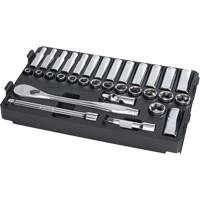 Metric Ratchet & Socket Set with Packout Low-Profile Compact Organizer, 32 Pcs, 3/8" Drive Size, Deep Planification Entrepots Molloy