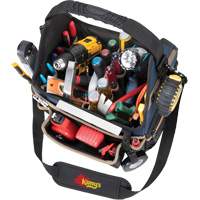 Molded Base Electrical/HVAC Tool Carrier, Ballistic Polyester, 20 Pockets, Black/Blue Planification Entrepots Molloy