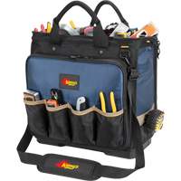 Molded Base Multi-Compartment Technician's Tool Bag, Ballistic Polyester, 54 Pockets, Black/Blue Planification Entrepots Molloy