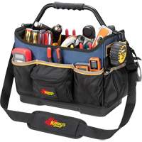 Molded Base Open-Top Tool Box, Ballistic Polyester, 17 Pockets, Black/Blue Planification Entrepots Molloy