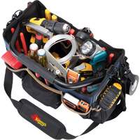 Molded Base Open-Top Tool Box, Ballistic Polyester, 17 Pockets, Black/Blue Planification Entrepots Molloy