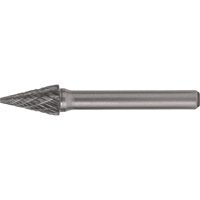 Solid Carbide Burrs - Pointed Cone Shape, SM-42, 1/8" Dia., 1/8" Shank, 7/16" Depth of Cut Planification Entrepots Molloy