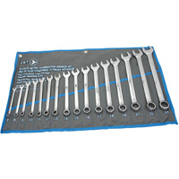 Fully Polished Long Pattern Combination Wrench Set, Combination, 16 Pieces, Metric Planification Entrepots Molloy