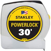 Ruban &agrave; mesurer Powerlock, 1" x 30', Marques de goujon Imp&eacute;rial Planification Entrepots Molloy