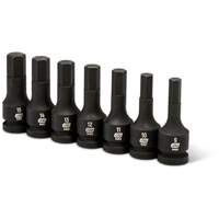 Impact Metric Bit Socket Set, Hex, 1/2" Drive, 7 Pcs Planification Entrepots Molloy