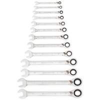 72-Tooth 12 Point Reversible Ratcheting SAE Wrench Set, Combination, 13 Pieces, Imperial Planification Entrepots Molloy