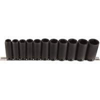 Long Socket Set, 11 Pcs, Impact, 1/2" Drive Size, Deep Planification Entrepots Molloy