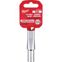 SAE Socket with Four Flat Sides, 11/32", 3/8" Drive, 6 Points, Deep Planification Entrepots Molloy