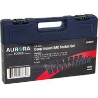 SAE Socket Set, 19 Pcs, Impact, 1/2" Drive Size, Deep Planification Entrepots Molloy