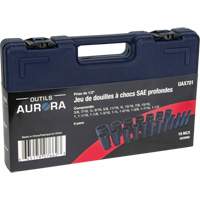 SAE Socket Set, 19 Pcs, Impact, 1/2" Drive Size, Deep Planification Entrepots Molloy