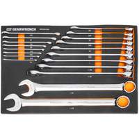 12-Point Long Pattern Combination SAE Wrench Set in Foam Storage Tray, Open-Ended, 19 Pieces, Imperial Planification Entrepots Molloy