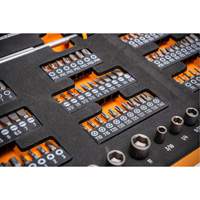 Jeu d'outils &agrave; t&ecirc;te &eacute;troite pour m&eacute;canicien dans un plateau de rangement en mousse Planification Entrepots Molloy