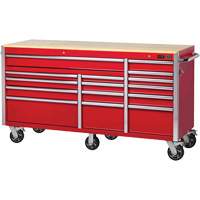 PRC7215 Pro Series Roller Cabinet, 15 Drawers, 72" W x 24" D x Red Planification Entrepots Molloy