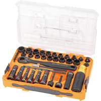 Jeu complet de douilles &agrave; chocs ouvertes & basculantes KNECT, 39 Mcx, Chocs Planification Entrepots Molloy