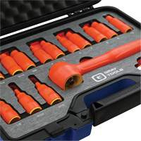 3/8" Drive SAE & Metric Hex Bit Insulated Socket and Attachment Set, 1000 V, 16 Pcs Planification Entrepots Molloy
