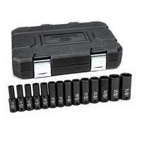 6 Point Metric Socket Set, 14 Pcs, Impact, 1/2" Drive Size, Deep Planification Entrepots Molloy