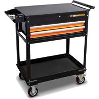 Chariot utilitaire, 2 tiroirs, 32-1/2" la x 42" h, Noir/Orange Planification Entrepots Molloy