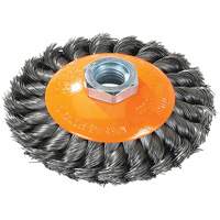 Knot-Twisted Saucer Cup Wire Wheel, 7" Dia., 0.02" Fill, 5/8"-11 Arbor, Steel Planification Entrepots Molloy