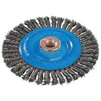 Stringer Bead Knotted Wire Brush, 4" Dia., 0.02" Fill, 5/8"-11 Arbor, Aluminum/Stainless Steel Planification Entrepots Molloy