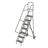 Steel Rolling Ladder, 7 Steps, 16" Step Width, 70" Platform Height, Steel Planification Entrepots Molloy