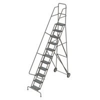 Steel Rolling Ladder, 11 Steps, 16" Step Width, 110" Platform Height, Steel Planification Entrepots Molloy
