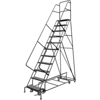 All Directional Rolling Ladder, 11 Steps, 24" Step Width, 110" Platform Height, Steel Planification Entrepots Molloy